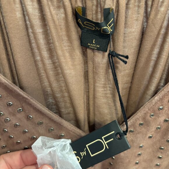 AS by DF Monte Carlo Rhinestone-Embellished Suede Camisole L NWT - Picture 5 of 7